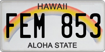 HI license plate FEM853