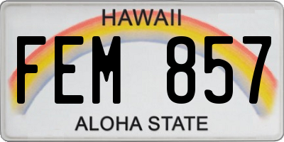 HI license plate FEM857