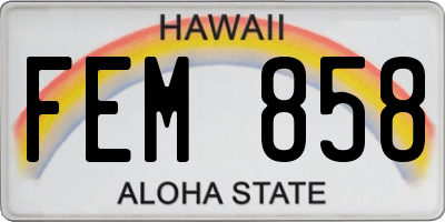 HI license plate FEM858