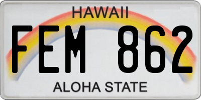 HI license plate FEM862