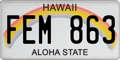 HI license plate FEM863