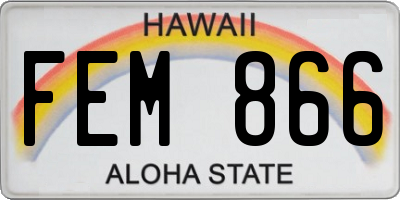 HI license plate FEM866