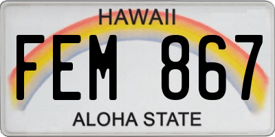 HI license plate FEM867