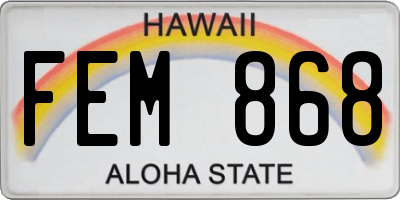 HI license plate FEM868