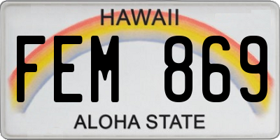HI license plate FEM869