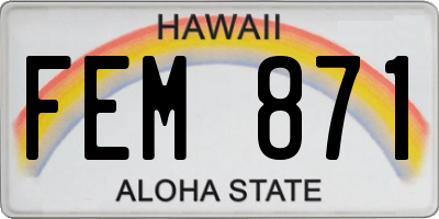 HI license plate FEM871