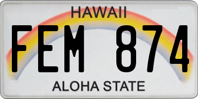 HI license plate FEM874