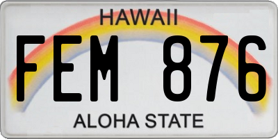 HI license plate FEM876