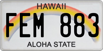 HI license plate FEM883