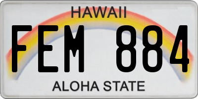 HI license plate FEM884