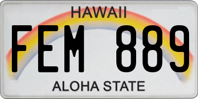 HI license plate FEM889