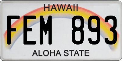 HI license plate FEM893