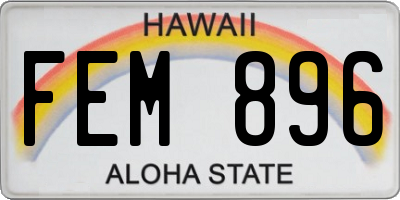HI license plate FEM896