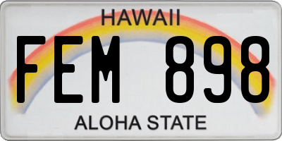 HI license plate FEM898