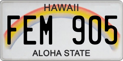 HI license plate FEM905