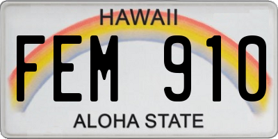 HI license plate FEM910