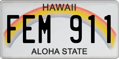 HI license plate FEM911