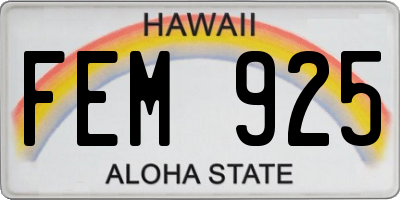 HI license plate FEM925