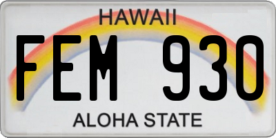 HI license plate FEM930