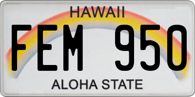 HI license plate FEM950