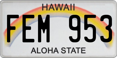 HI license plate FEM953