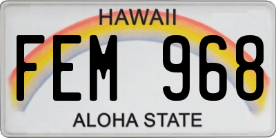 HI license plate FEM968