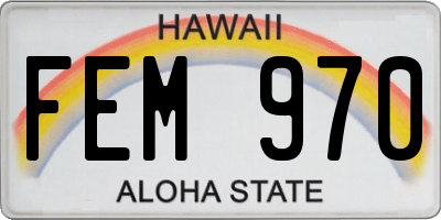 HI license plate FEM970