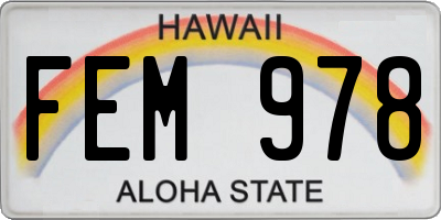 HI license plate FEM978