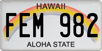 HI license plate FEM982