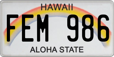 HI license plate FEM986