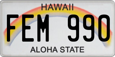 HI license plate FEM990