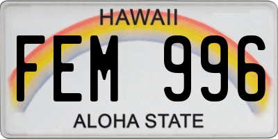 HI license plate FEM996