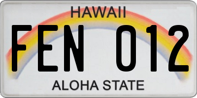 HI license plate FEN012