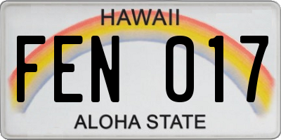 HI license plate FEN017