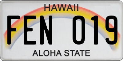HI license plate FEN019