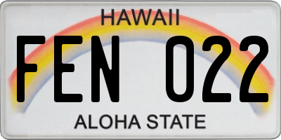 HI license plate FEN022