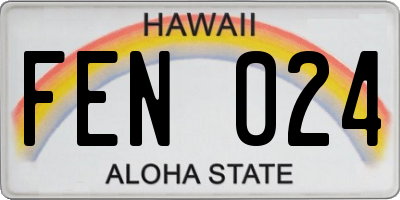 HI license plate FEN024