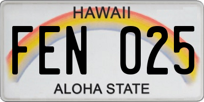 HI license plate FEN025