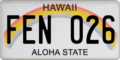 HI license plate FEN026