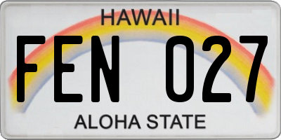 HI license plate FEN027