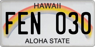 HI license plate FEN030