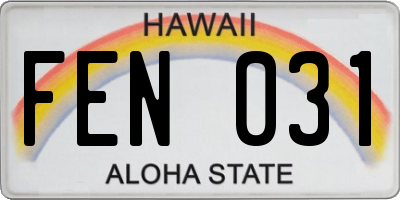 HI license plate FEN031