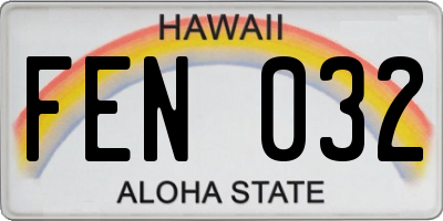 HI license plate FEN032