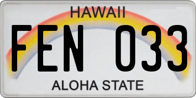 HI license plate FEN033