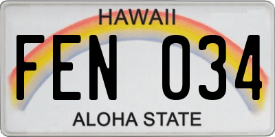 HI license plate FEN034