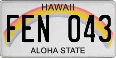HI license plate FEN043
