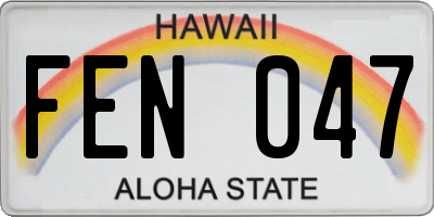 HI license plate FEN047