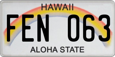 HI license plate FEN063