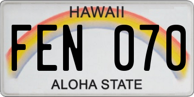 HI license plate FEN070