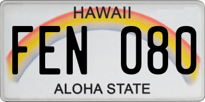 HI license plate FEN080